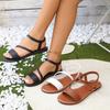 Flat Toed Sandals for Women, Fashionable Woven Straps, Lightweight Beach Sandals