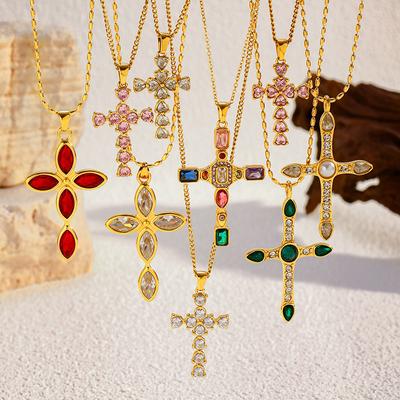 Vintage Minimalist Titanium Steel Cross Necklace Light Luxury Pendant Jewelry for Women Men
