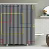 Contemporary Geometric Design Shower Curtain Waterproof Fabric For Bathroom Decor In Gray With Red And Blue Accents (72 X 84 Inc
