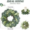 8 Pcs Candle Rings Artificial Eucalyptus Leaves Wreaths Candle Rings Wreaths Greenery Wreath Candle Rings for Pillars Boho Wreath Pillar