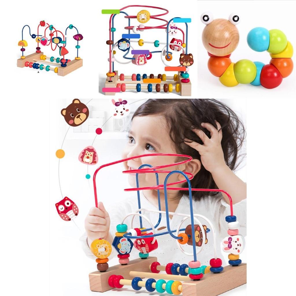 Wooden Intelligence Building Toy For Infants And Toddlers Developing Brain And Body Coordination Through Bead Stringing Play 78 Characters
