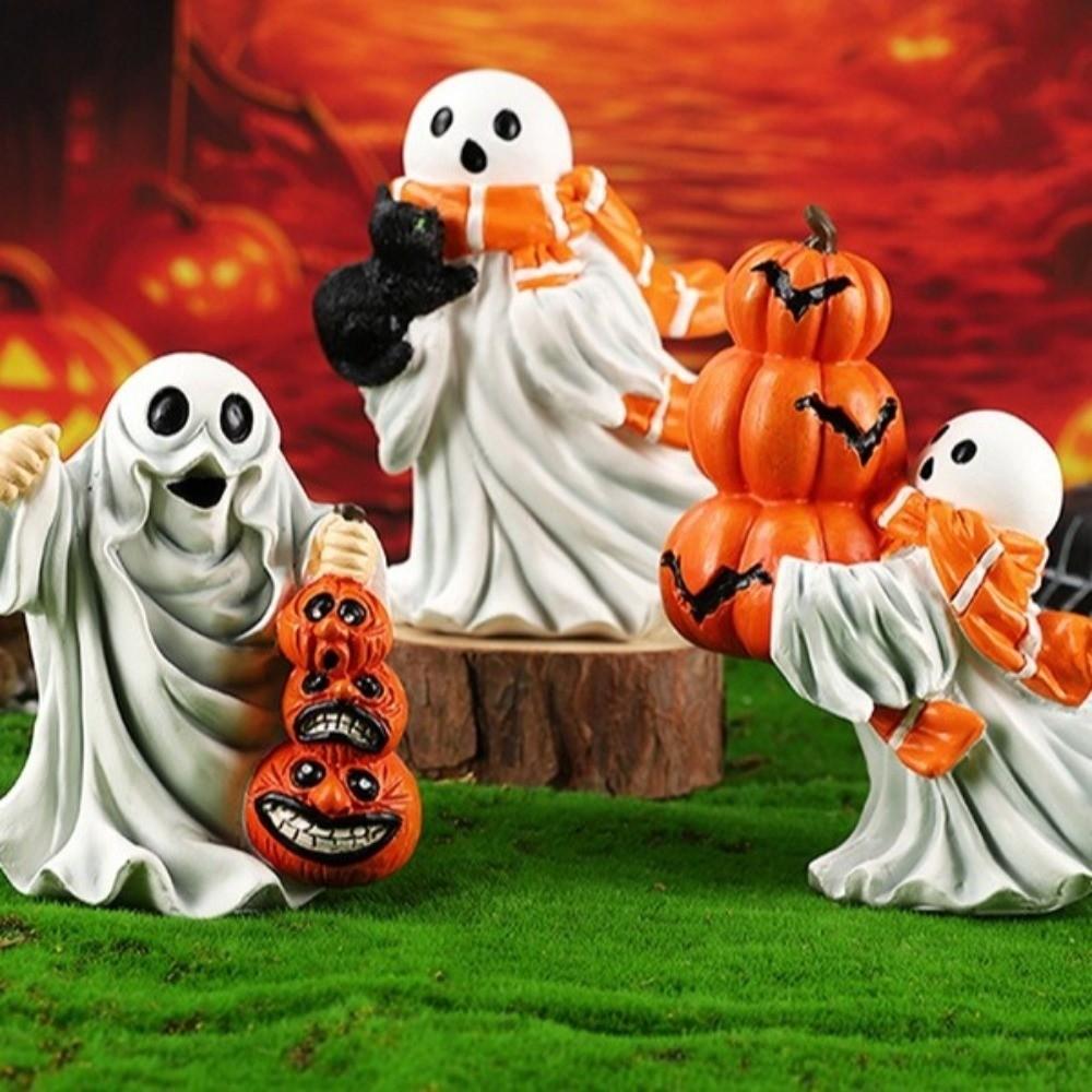 Cartoon Ghost Statue 3D Sculpture Halloween Figurine Home Decor Ghost Sculpture  Office