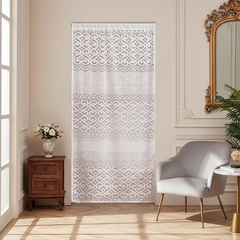 French Vintage Lace Door Curtain Bedroom Decor Sheer Privacy Screen No Drill Room Divider