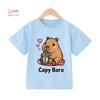 2026 Summer 4-14 Yrs Girls Casual Short-Sleeve T-Shirt Cute Capybara Design Comfortable Fabric for Everyday Outdoor Activities
