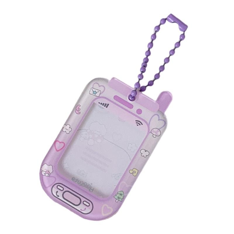 

Stylish Plastic Keychain Card Holder Lightweight Travel Essential Pocket Card Organizer For Credit Cards IDs And Photos фиолетовый