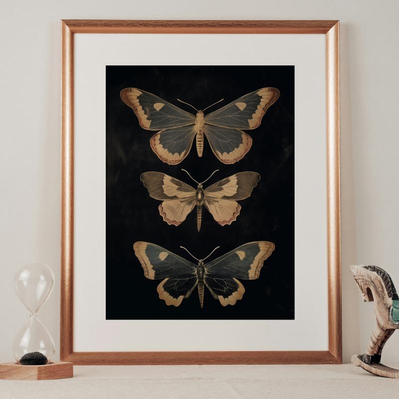 Vintage Dark Academia Moths Victorian Gothic Insect Illustration Art Posters Canvas Painting Wall Prints Picture Room Home Decor