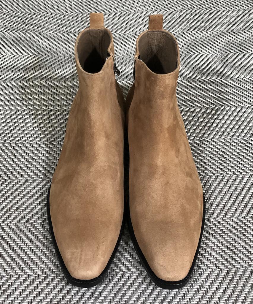 Joenshoe Hugo Suede Side Zipper Boots New Brick Brown