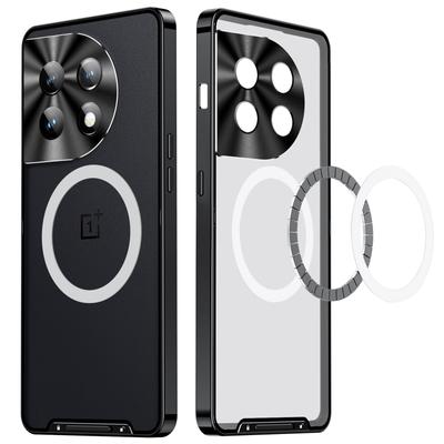 For OnePlus 11 5G Magnetic Phone Case Electroplating Metal Edge Matte Phone Cover with Lens Protection