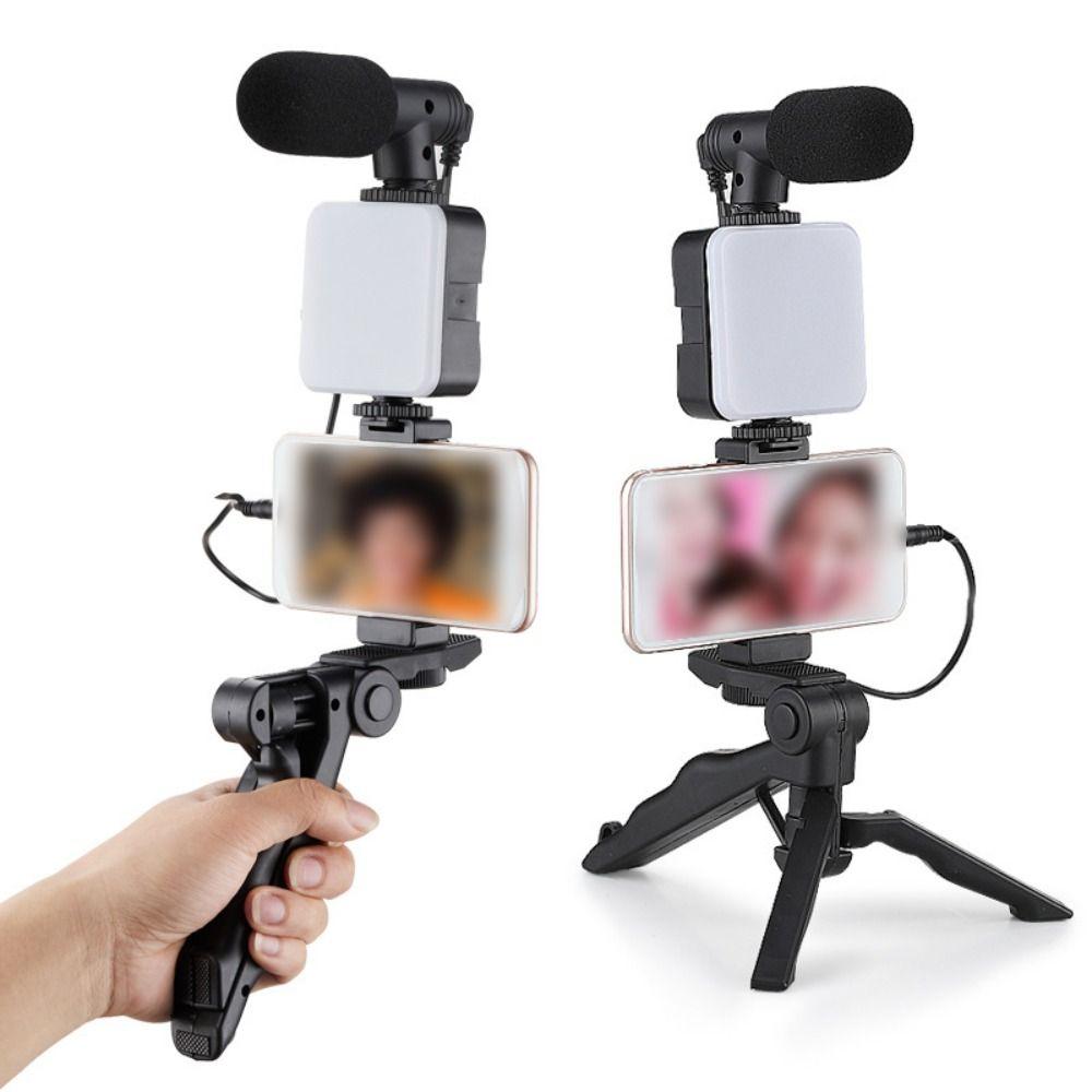 with Light and Microphone LED Fill Light Desktop Stand Set Live Streaming Holder  Interviews
