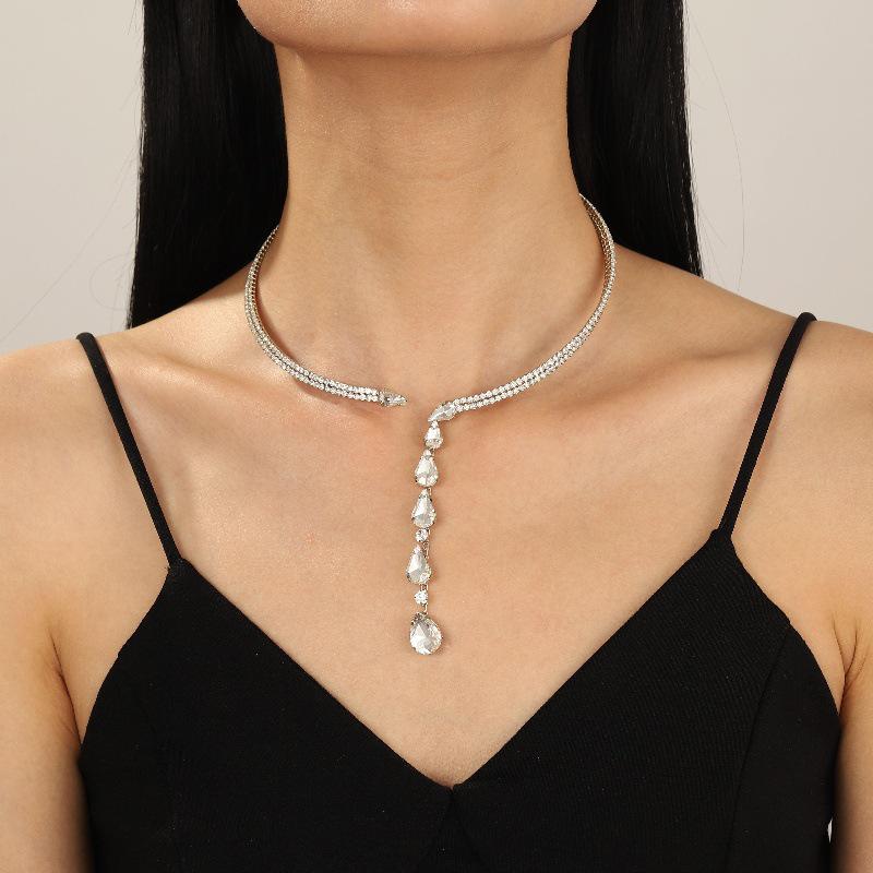 Luxury Teardrop Necklace & Earrings Set: Bridal & Evening Diamond Jewelry