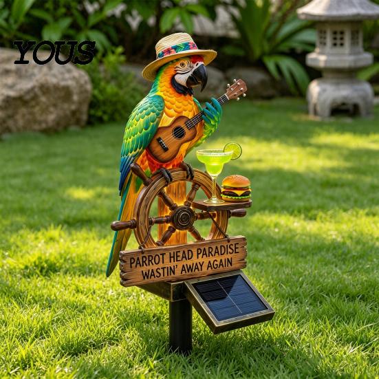 Solar LED Garden Lamp Parrot Shape Light, with Ground Insert, Waterproof Outdoor Yard Stake Lights Decor Automatic Lighting for Lawn Patio