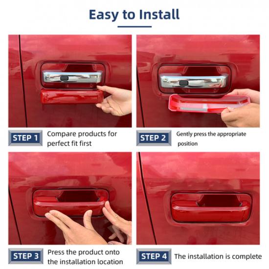 4PCS Door Handles COVER TRIM DECOR For Ford F150 15-20 Crew Cab Accessories RED