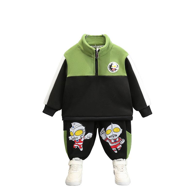 Cozy Ultraman Boys Autumn Winter Set Soft Thick Fleece Jacket And Pants For Kids 3 To 8 Years