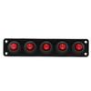 5 Gang Rocker Switch Panel 20A Red Circular On Off Switch Water Proof Aluminum Alloy Panel for Car Boat RV Truck Trailer