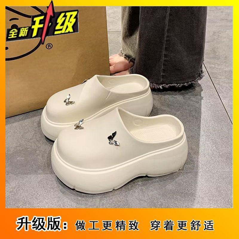Popular Fashion Heightening Slippers Women Wear New Super Hot Internet Celebrity Thick-bottomed Bag Head Half Slippers Women In Spring and Summer 2025