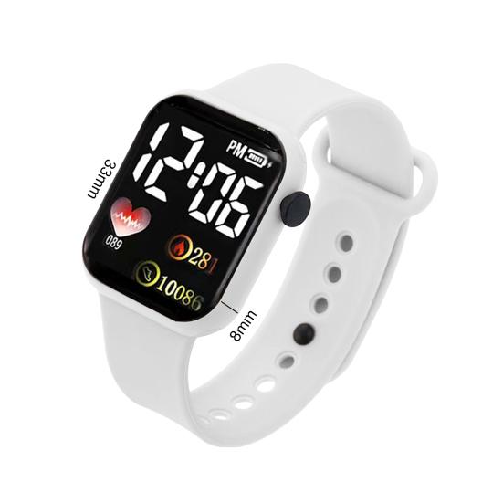 

Електронний годинник Світловий Квадратний Циферблат Не Водонепроникний Регульований Зручний Точний Час Принт Серця Дитячий Світлодіодний Цифровий Спортивний Наручний Годинник для Щоденного Носіння білий