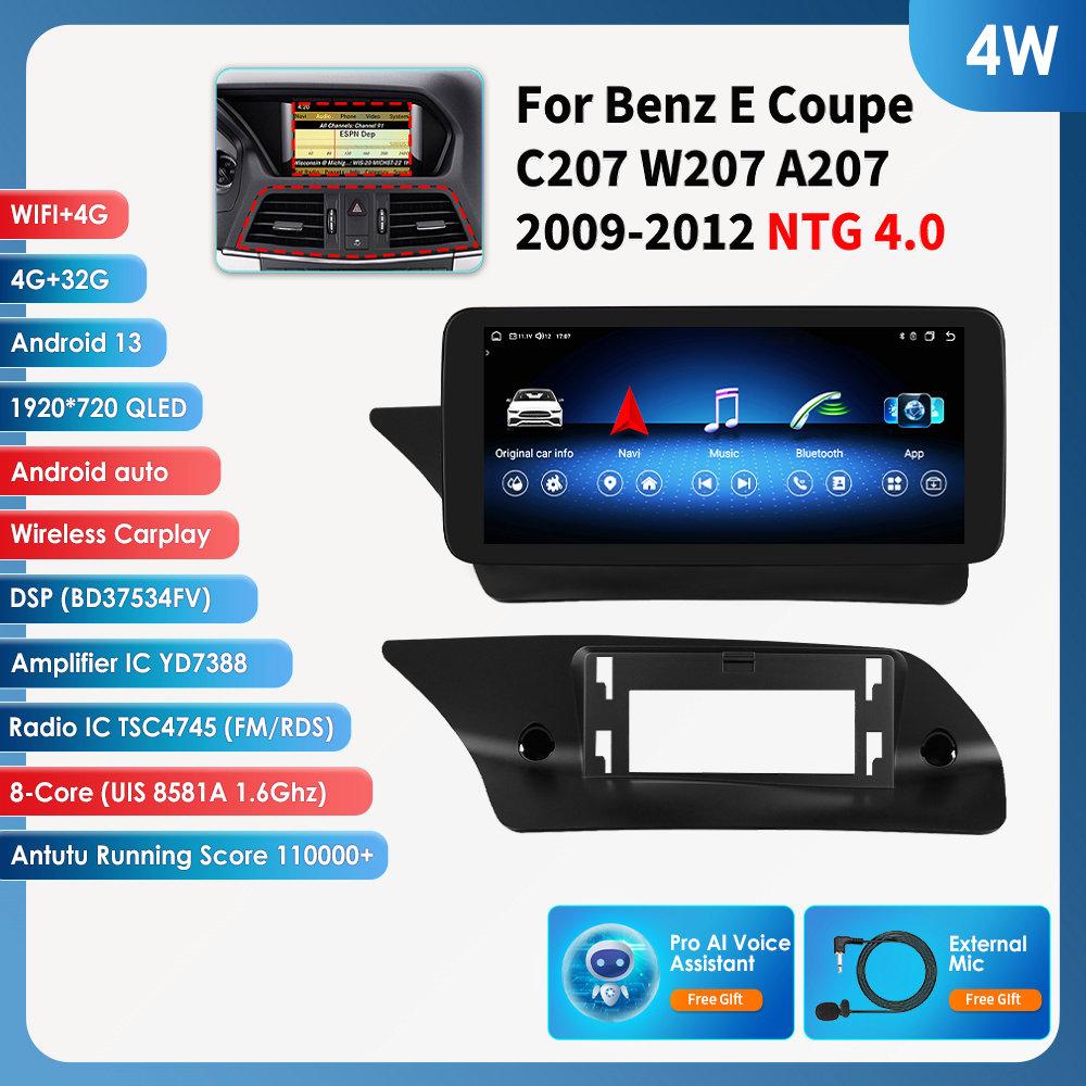 OSSURET Android 13 Auto Car Intelligent Systems Radio Carplay 4G For Mercedes Benz E-Class C207 W207 A207 NTG 4.0 4.5 5.0 2-Door Autoradio Head Unit