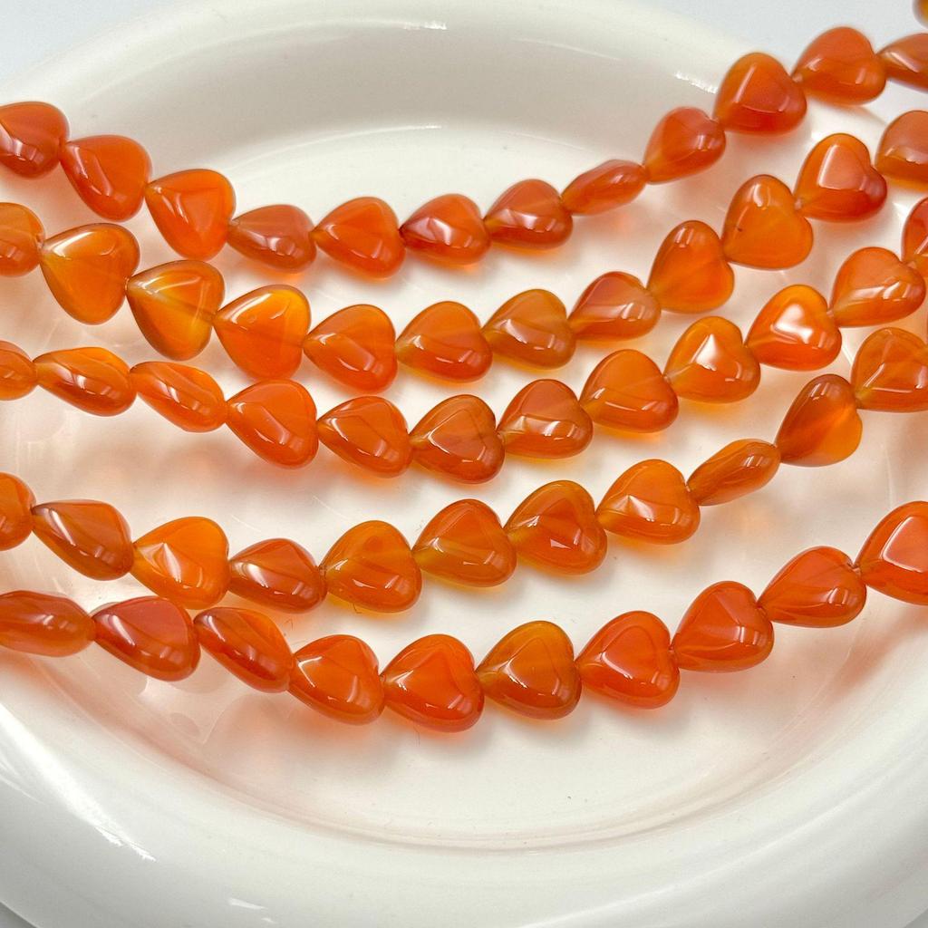 12mm Red Agate Carnelian Heart-Shaped Loose Beads for DIY Bracelets and Accessories