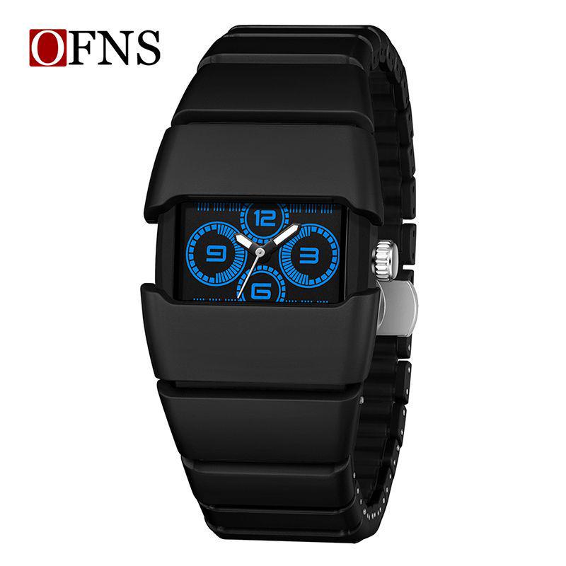 Sanda Millennium Style Men's Quartz Watch with Black Tech Armored Strap, Waterproof & Luminous.
