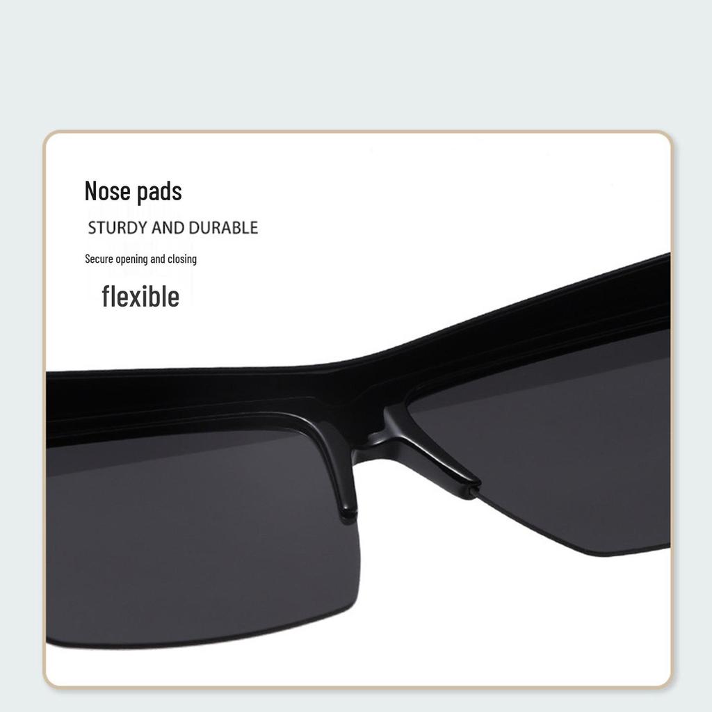 High-End Square Half-Frame Polarized Sunglasses for Men and Women with UV Protection