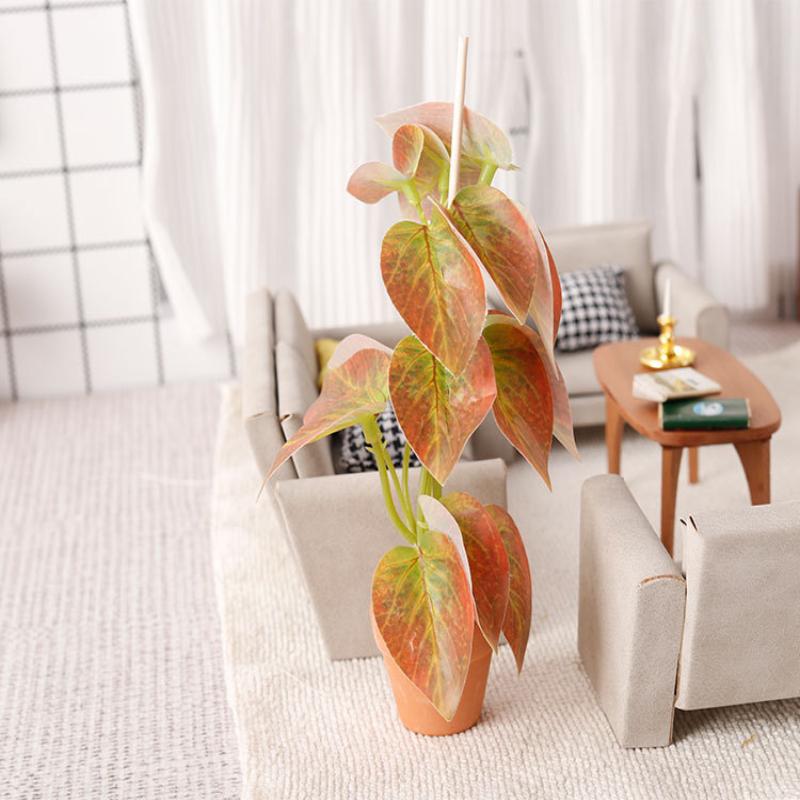 1/12 Simulation Green Plants Bonsai Model Dollhouse Scene Decoration Micro Landscape Garden Bonsai Ornament