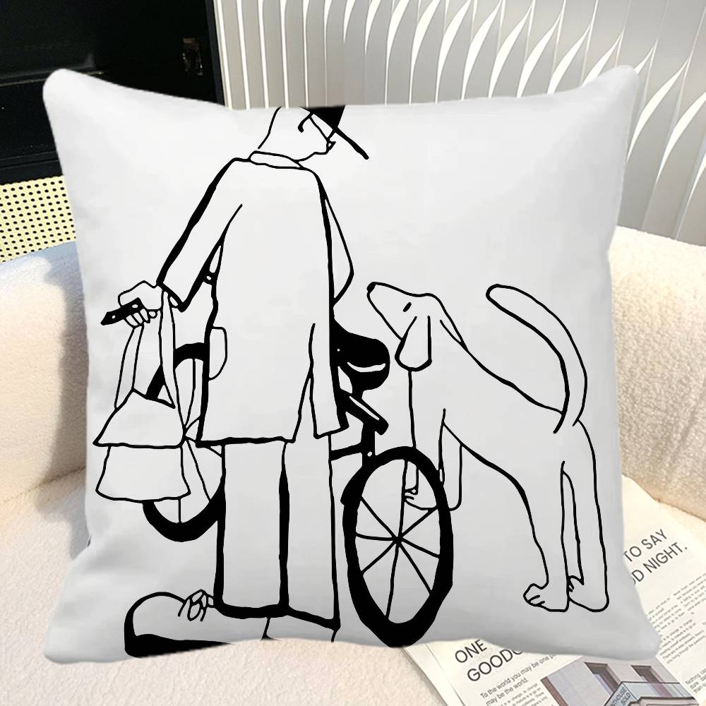 Modern Korean Black And White Love Theme Pillow Case Square Pillow Bedroom Sofa Leisure Comfort Cushion Car Home Decoration
