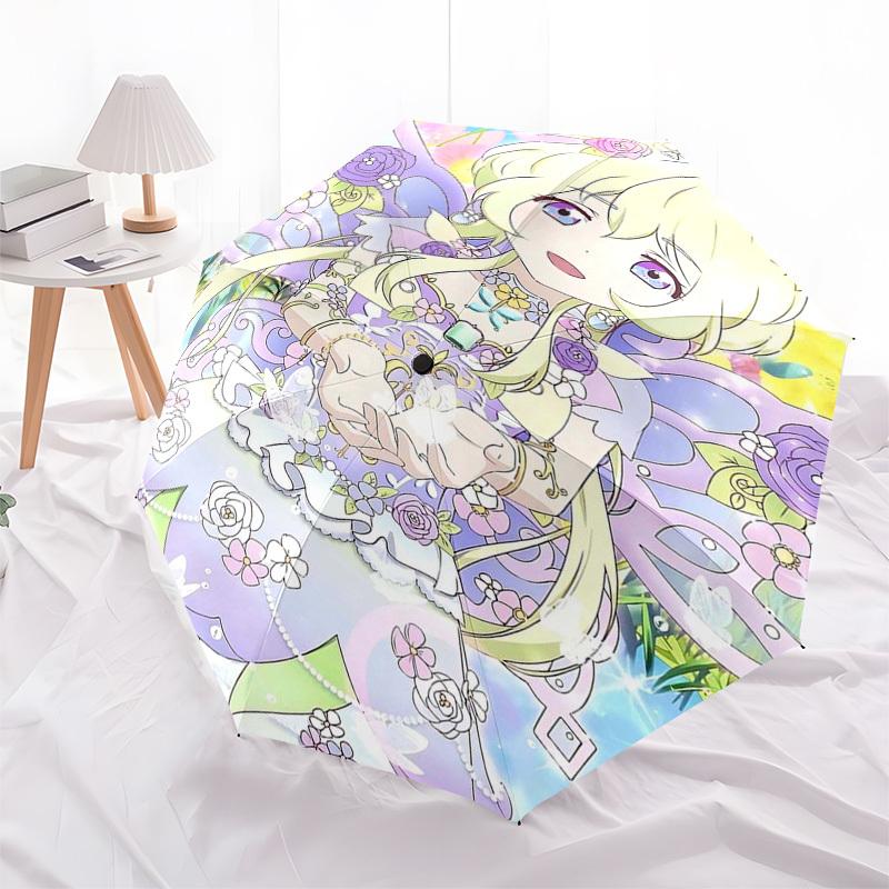 

1pc Princess Floral Outdoor Umbrella - Automatic Opening/Closing, Portable 3-Fold Design, 8-Rib Iron Frame - Perfect Gift for Fans, Travelers, Daily U