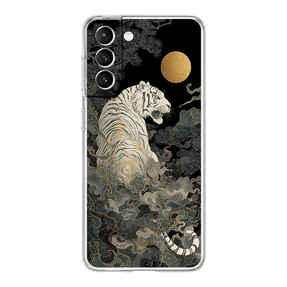 Phone Case For Samsung Galaxy S25 Edge S24 S23 FE S22 Ultra S20 S21 5G S10 Plus S10E Soft Clear Cover Animal White Tiger