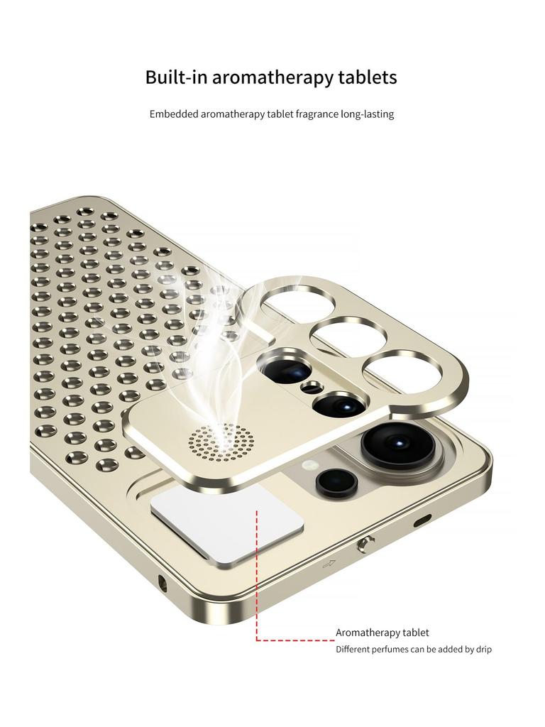 Metal Heat Dissipation Aromatherapy Phone Case for Samsung S26 Ultra/S25U - Anti-Drop Full Coverage with Buckle.