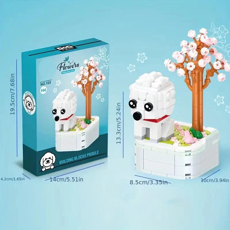 Dog Potted Plant Bouquet Bonsai Building Blocks Cute Dog Animal Scene Assembled Toys Desktop Ornaments Children's Holiday Gifts