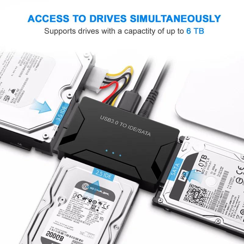 USB 3.0 To SATA IDE Hard Disk Adapter Converter Cable 3 In 1 IDE SATA Adapter for 3.5 2.5 Inch HDD/SSD CD DVD ROM