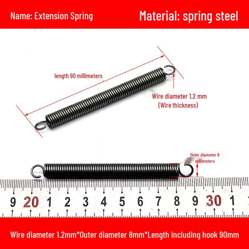 1.2mm Wire Extension Spring with Hook - Soft Tensile Force Spring Accessory