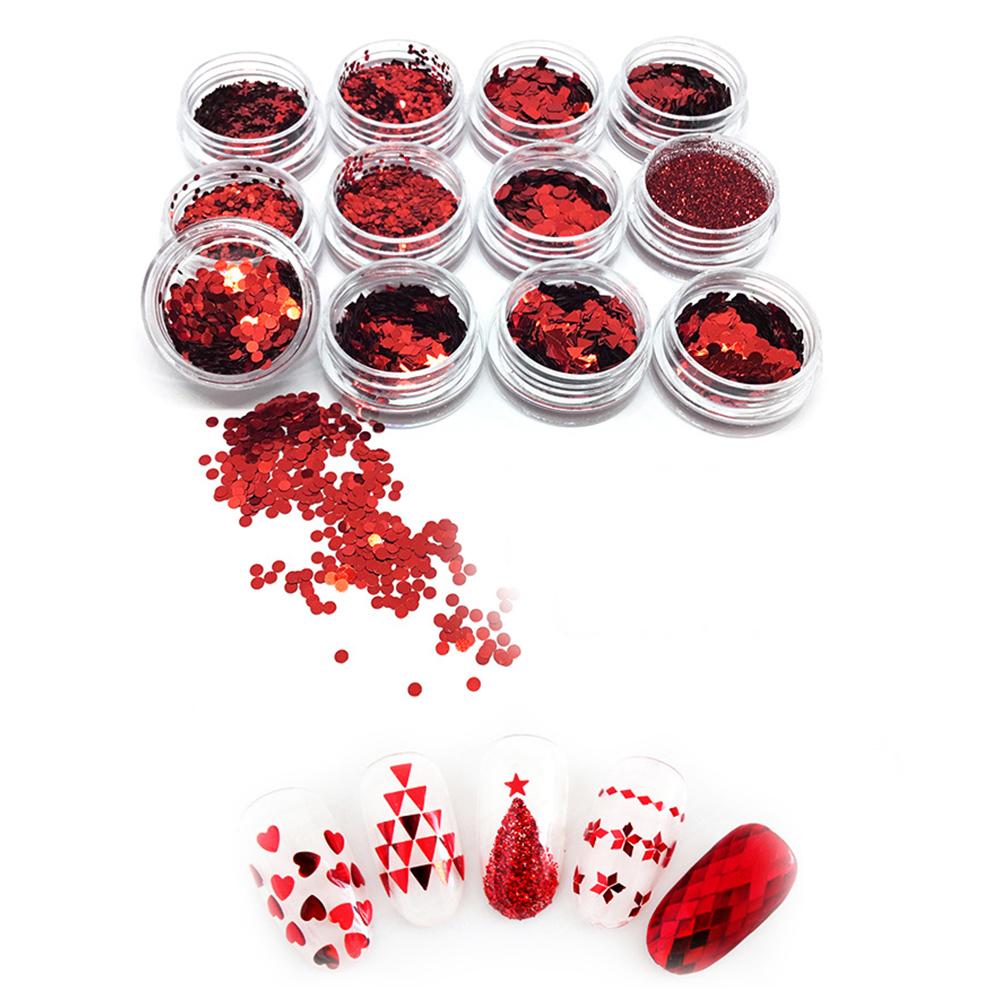 3D Nail Glitter Sequins Nail Glitter Flakes Set Acrylic Nail Sparkle Glitter Stickers Decals for Christmas Nail Art Decoration 12 Pack Mixed Shapes