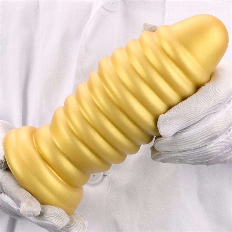 Goldenes Silikon, weich, extra groß, super dick, mit Saugnapf, Anal-Expander, Anal-Plug, Anal-Fisting, hinterer Anal-Masturbator
