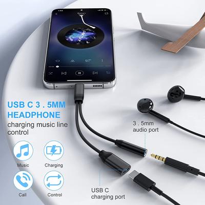 USB-C-auf-3,5-mm-Kopfhörer- und Ladegerät-Adapter [2-in-1] Typ-C-auf-3,5-mm-Aux-Adapter