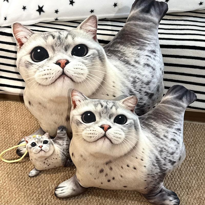 12/32cm New Simulation of Seal Cat Plush Toy Ocean Doll Cute Cat Toy Cartoon Lifelike Kitten Dolls Girls Birthday Gift Kids Toys