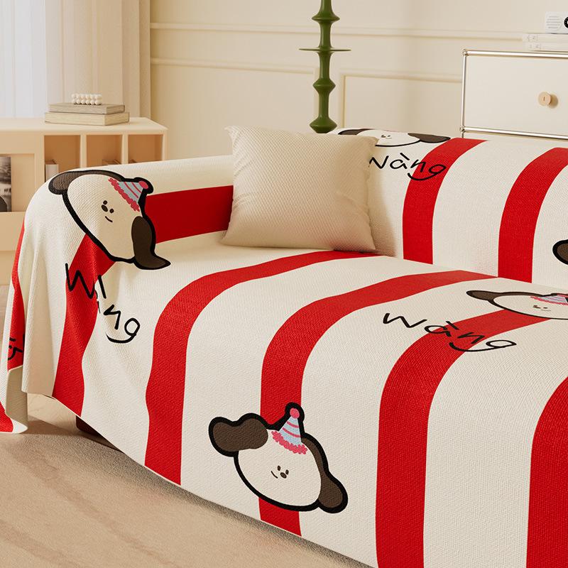 

Диванное полотенце с рисунком Happy Puppy, имитация льна, четыре сезона, универсальный чехол для дивана, пылезащитный чехол, цельный диван, большой тканевый чехол 180*130cm