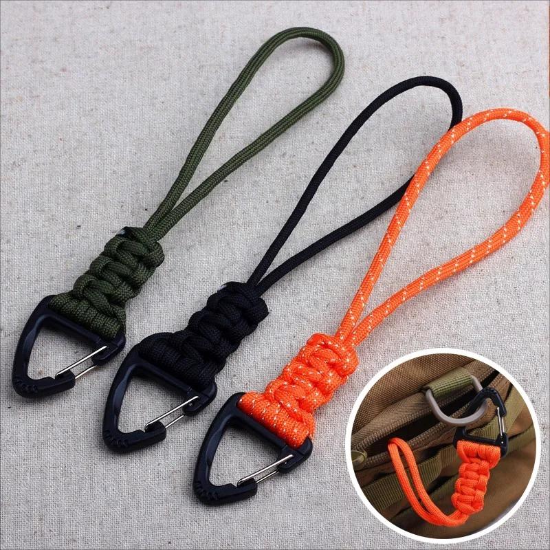 Paracord Keychain Lanyard Metal Triangle Buckle Outdoor Survival Camping Plastic Clip High Strength Backpack Hanging Carabiner