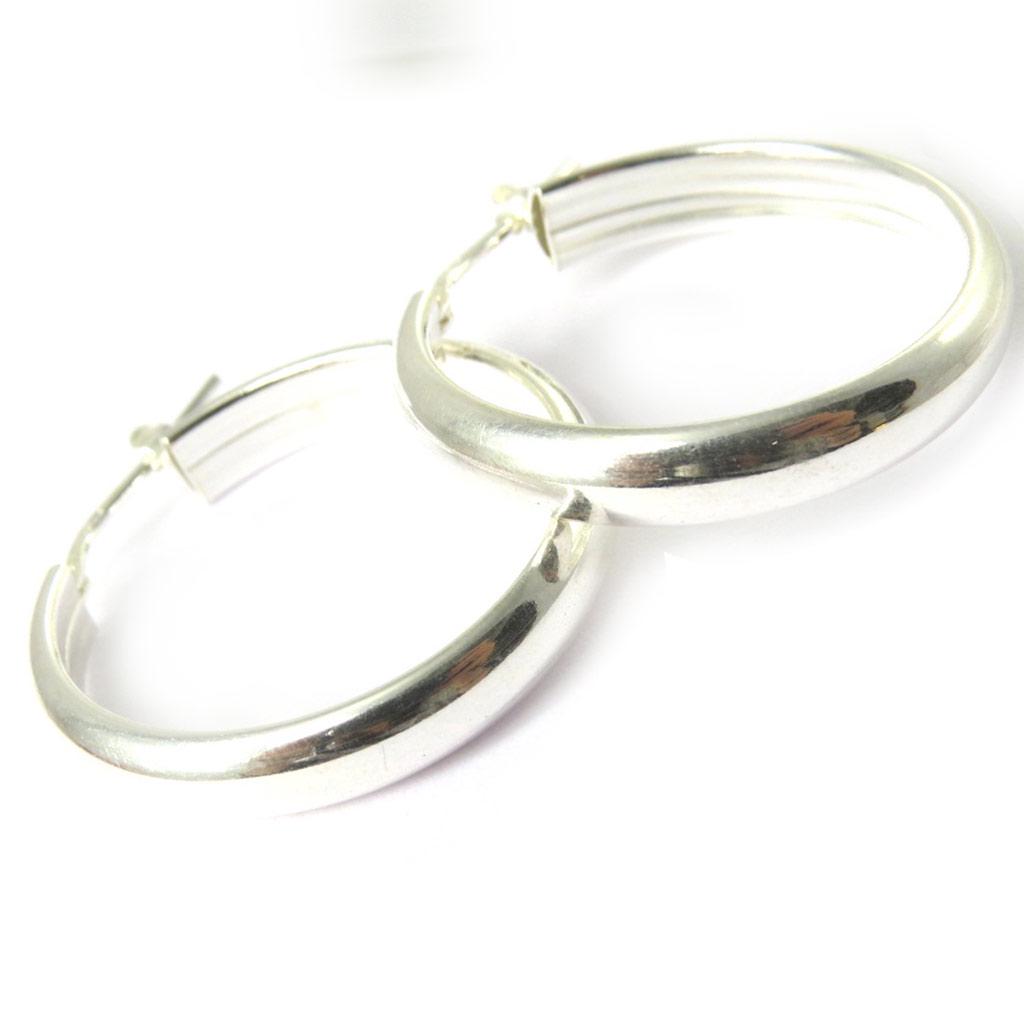 Les Trésors De Lily [M8942] - Silver Hoop Earrings 'Coquines' (rhodium-plated) - 30 Mm 5 Mm