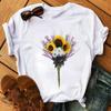 Fashion Women T Shirt Red Rose Flower Printed T-Shirt Harajuku Short Sleeve Tops Female Ladies Cute Graphic Tee Shirts T-Shirt