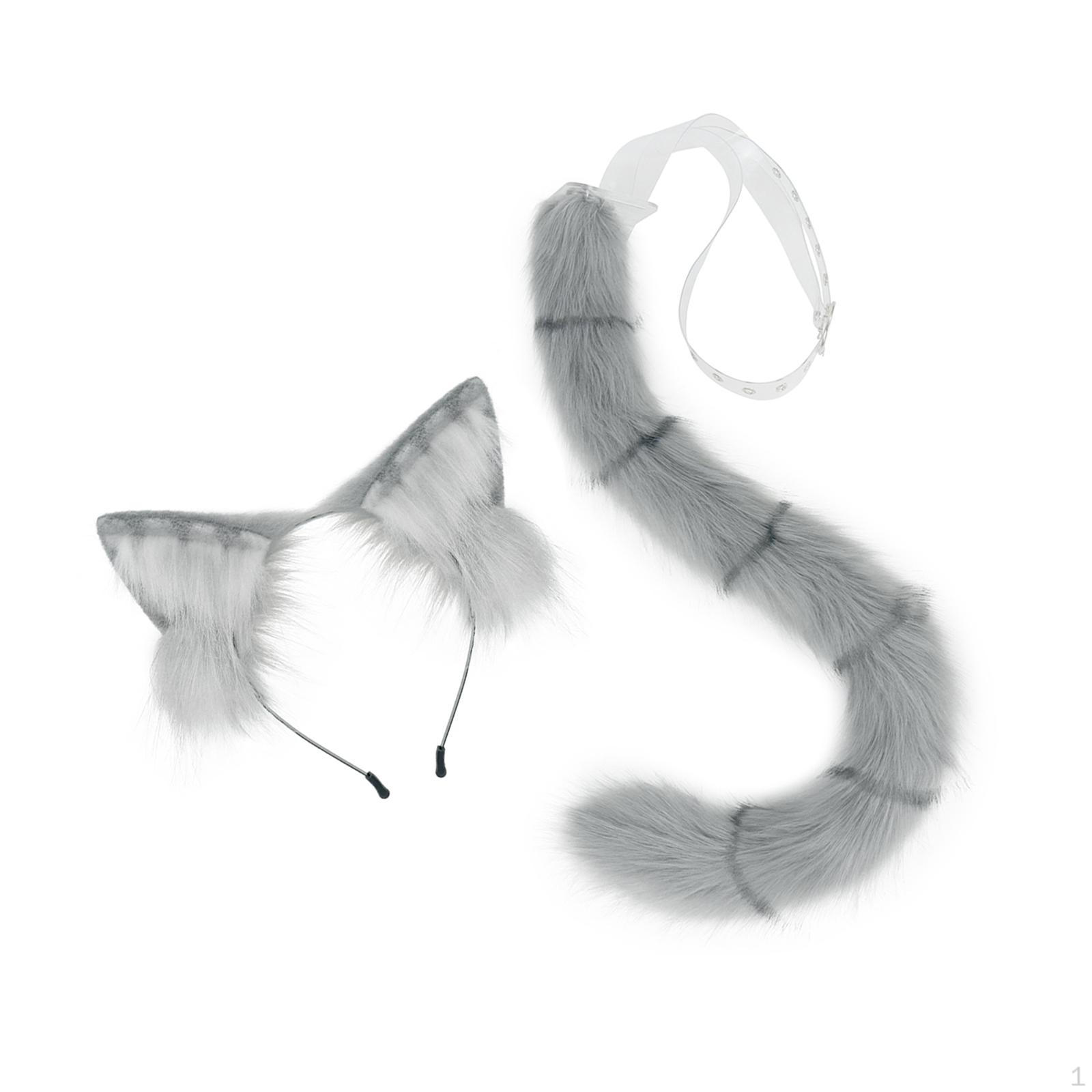 

І хвіст, пов язка на голову, вуха тварин, аксесуари для костюмів котів для фотореквізиту, сценічне шоу, сірий колір