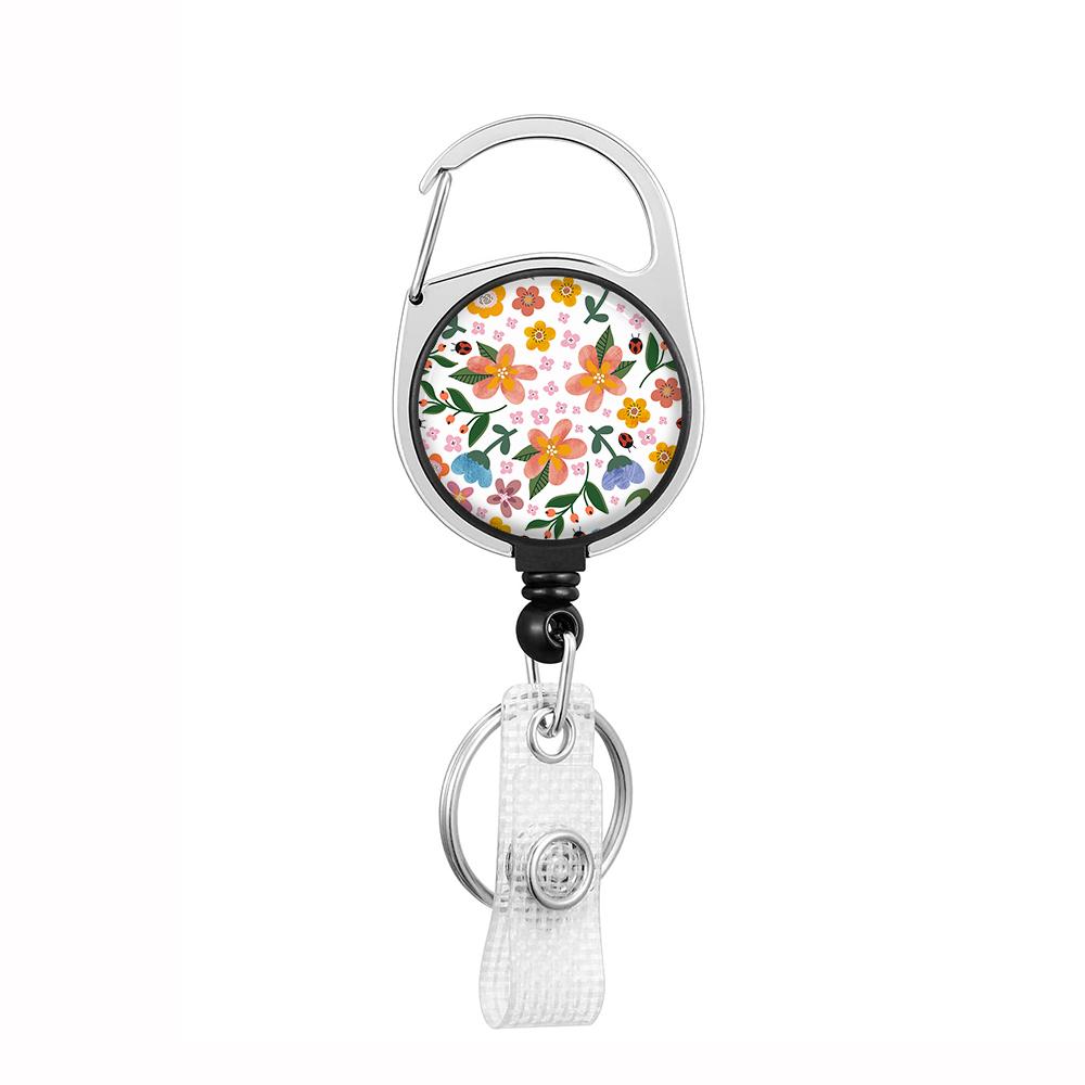 Plant Flowers Clip Lanyards ID Badge Holder Porta Credencial Lanyards Keychain Badge Reel Nurse Retractable Wholesale