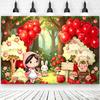 Cartoon Little Red Riding Hood Backdrop Girl Birthday Decorations Party Supplies Baby Shower Banner Photo Shoot Props Kids Gifts