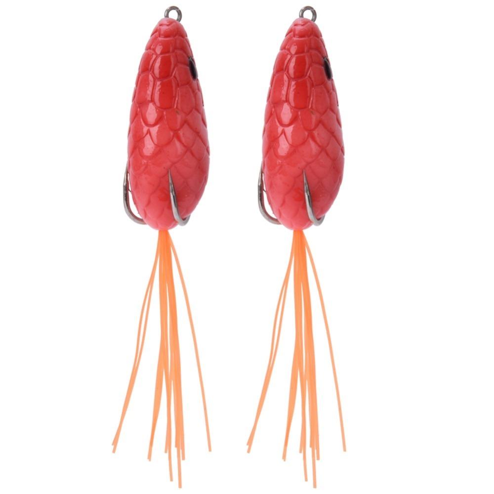 

2PCS PVC Frog Fishing Lure 6cm 10g Frog Lure Artificial Fishing Lures Frog Saltwater Fishing червоний