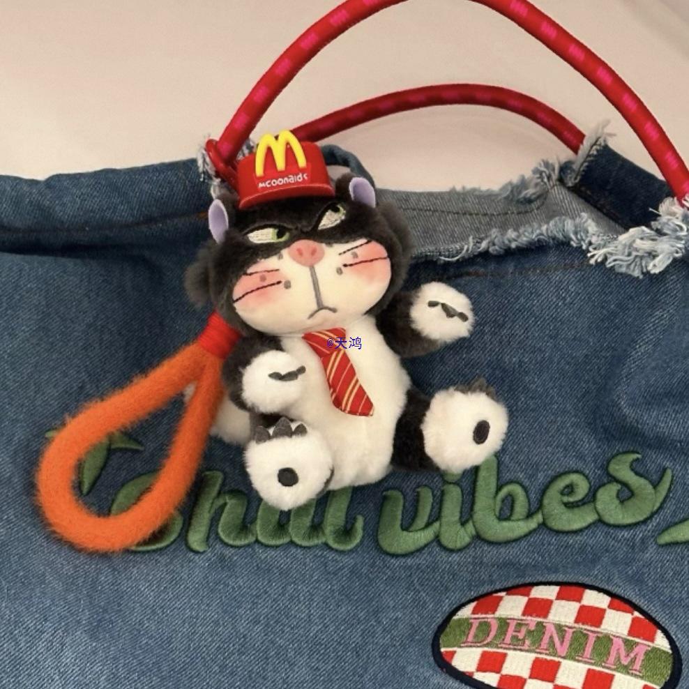 Tokig katt gosedjur nyckelring: Söt Lucifer-nyckelring för ryggsäckar