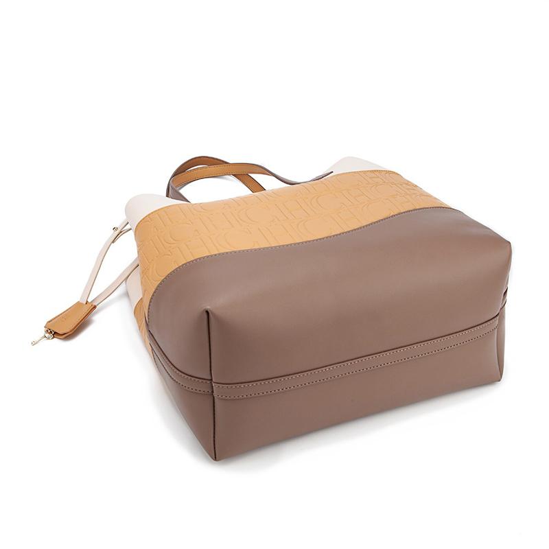 Borsa a Tote Versatile di Tendenza Pelle Colore Unico Giuntura Grande Capacità Borsa a Tracolla Stile Semplice Fresco da Pendolarismo Borsa a Spalla