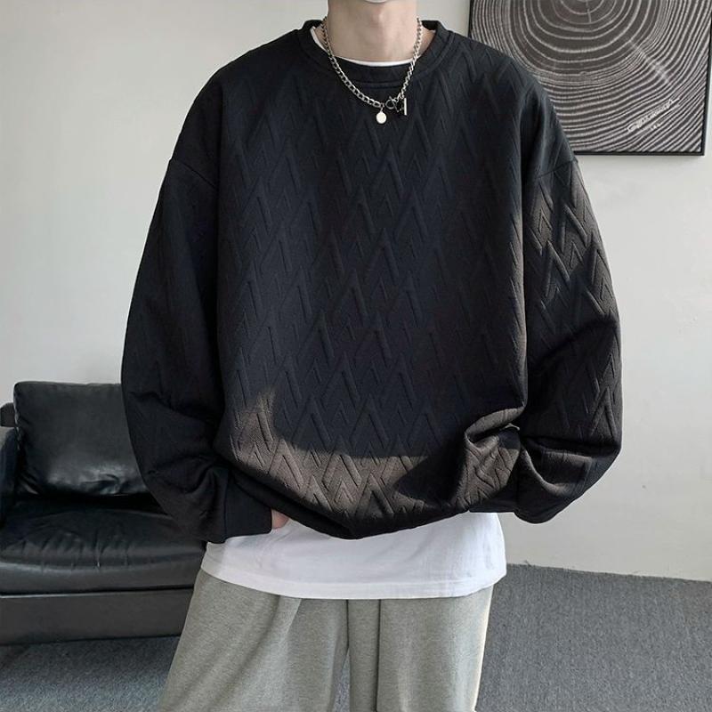 Vit Barock Tung Sweatshirt Herr Premium Vår och Höst Bas Tröja Oversize