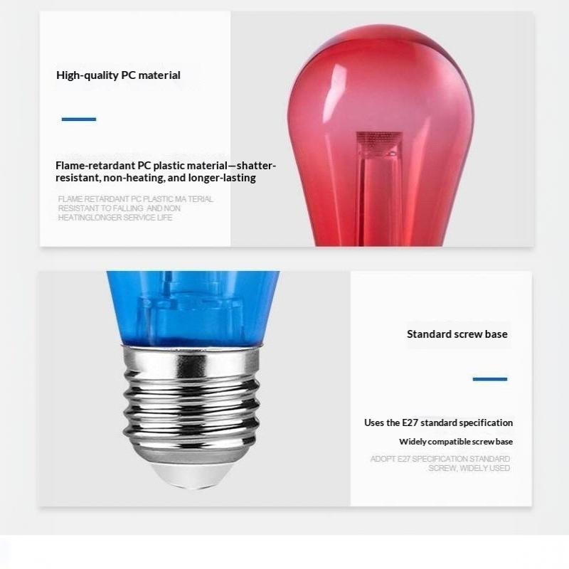 Plastics Colorful S14 Led Bulb 220V E27 2W Replaceable For String Light Halloween Birthday Party Bar Festival Decoration Lights