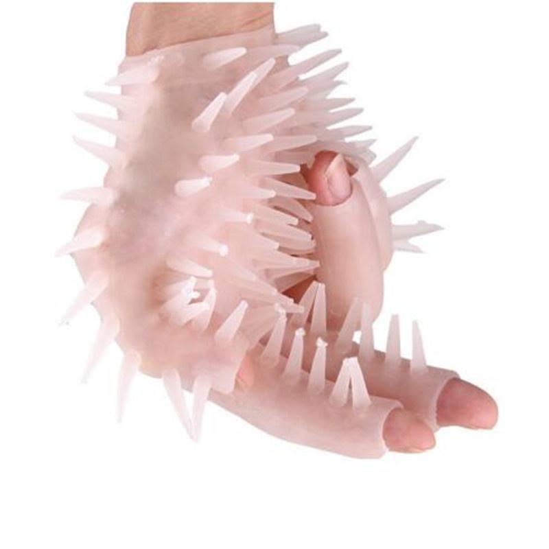 Silicone temperament and interest gloves masturbate penis massage finger covers with barbed spike crystal palm covers sex toys