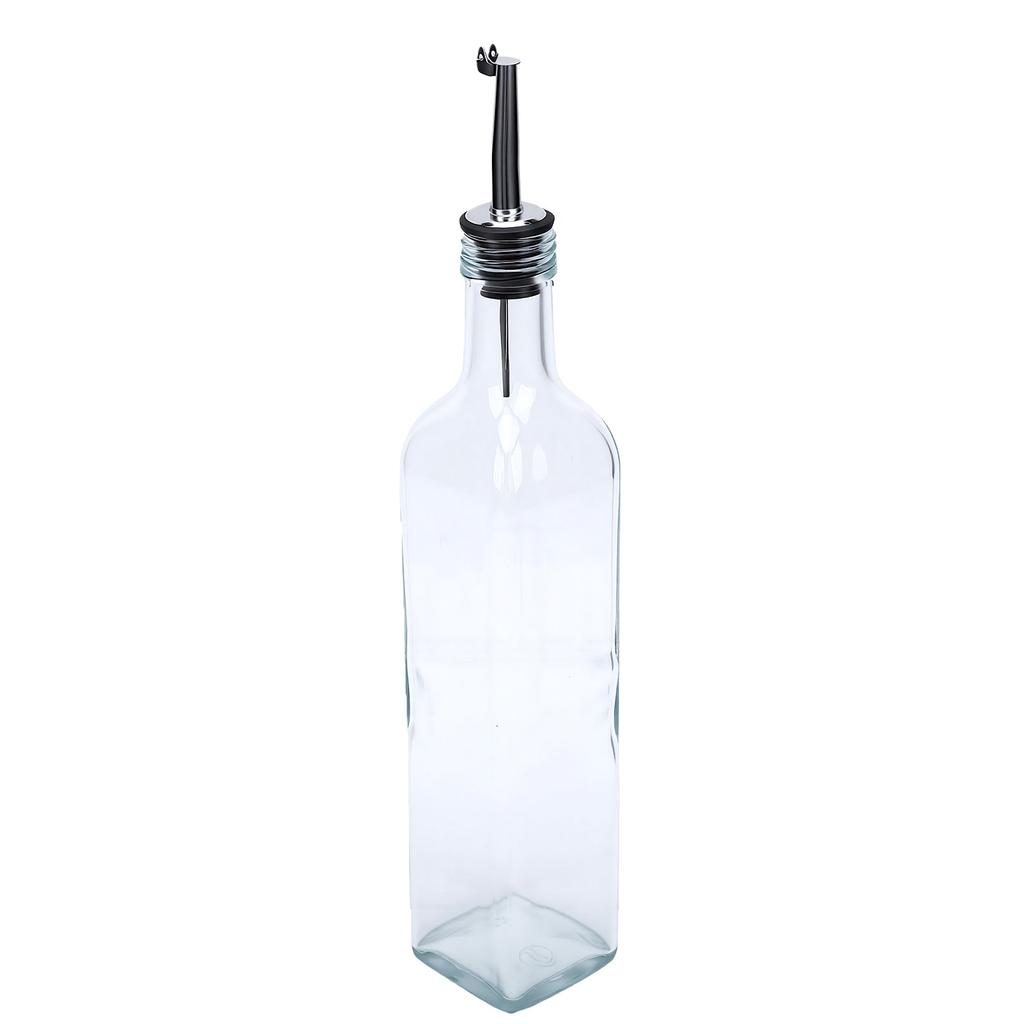500ml Oil Dispenser Bottle Clear Glass Olive Oil Dispenser Stainless Steel Leakproof Spout Bottle for Kitchen Vinegar